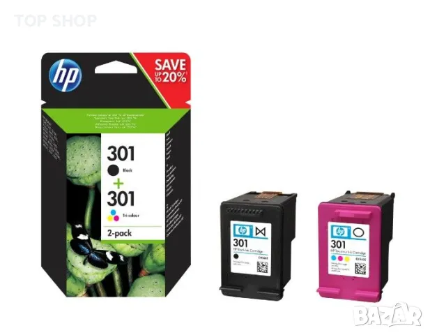 Мастило HP 301 Original, 2 броя, Черен/Трицветен