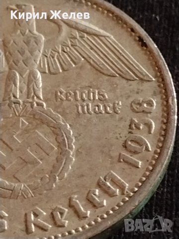 Сребърна монета 2 райхсмарки 1938г. Нацистка Германия Трети Райх с СХВАСТИКА за КОЛЕКЦИЯ 42051, снимка 9 - Нумизматика и бонистика - 43798644