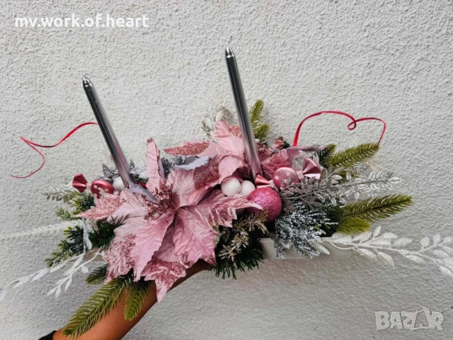 Нежен Коледен свещник , снимка 2 - Коледни подаръци - 52392842