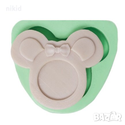 Мини Маус minnie mouse голяма глава рамка снимка дълбок силиконов молд форма фондан шоколад гипс, снимка 2 - Форми - 40052362