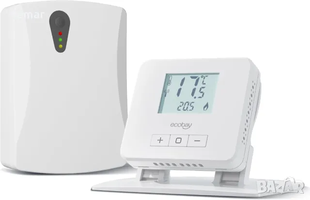 Безжичен термостат Ecobay с приемник,за котли,електрическо и водно подово отопление, непрограмируем