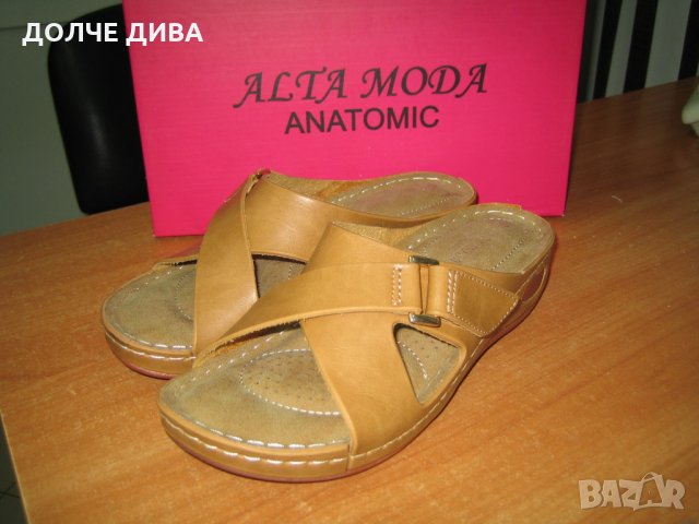 Дамски анатомични чехли м.8205-камел, снимка 1