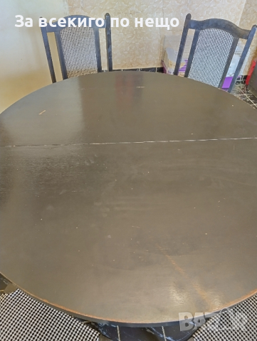 Разгуваема трапезна маса с 6 стола, снимка 2 - Маси - 44921668