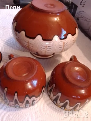 Глинени 2бр чашки и гърненце, снимка 5 - Декорация за дома - 48582147