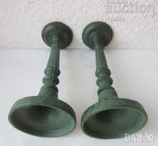  2 бр стари метални свещници, свещник, патина, свещници лофт, тамянник, антика 