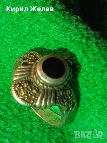 Старинен МАРКОВ Скъпоцн. СРЕБЪРЕН АРТ ДЕКО ПРЪСТЕН СРЕБРО 925 АНГЛИЯ с МАРКАЗИТИ и ЧЕРЕН ОНИКС 40595, снимка 6 - Антикварни и старинни предмети - 42599769
