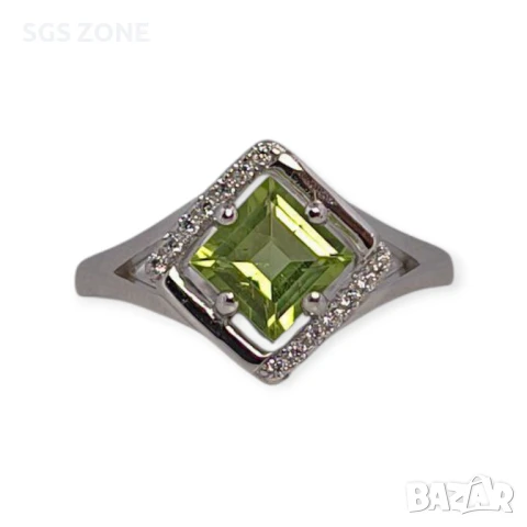 СРЕБЪРЕН ПРЪСТЕН ОТ ТАЙЛАНД СЪС ПЕРИДОТ ЦИТРИН ИЛИ АМЕТИСТ, снимка 4 - Пръстени - 51179041