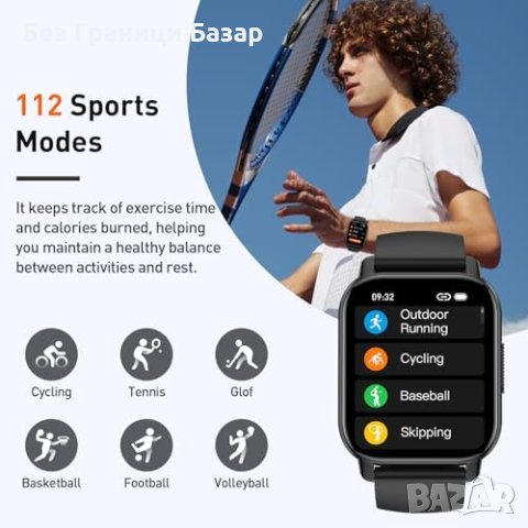 Нов Интелигентен Фитнес Часовник, 24/7 Здравен Монитор, IP68, снимка 4 - Смарт гривни - 43673375