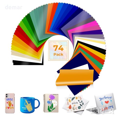 EPRCUT 30 х 30 см самозалепващ водоустойчив винил за декорация, 38 цвята-74 листа