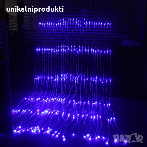 Водопад коледни лампички LED ЗАВЕСА 3М Х 3М студено синя светлина с функция валящ сняг, снимка 2 - Лед осветление - 52259495