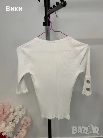 Бяла тениска рипс размер М, подходяща и за S, снимка 4 - Тениски - 50085935