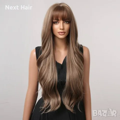 Кафява перука с руси кичури