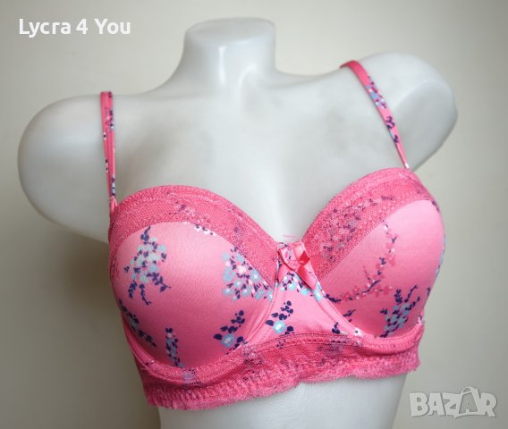 75В нов с етикет розов сутиен с флорални мотиви, снимка 8 - Бельо - 36677052