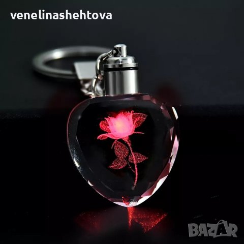 Светещ ключодържател сърце роза син/червен  цвят , снимка 4 - Други - 38930698