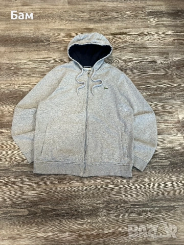 Оригинално мъжко горнище с качулка и цял цип Lacoste размер Л, снимка 2 - Суичъри - 53179235