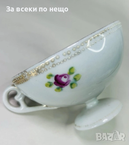 Japanese  Circa 1908-1921 Gilded Moriage Hand Painted Tea Cup & Saucer Trio Код P1610, снимка 10 - Сервизи - 52589054
