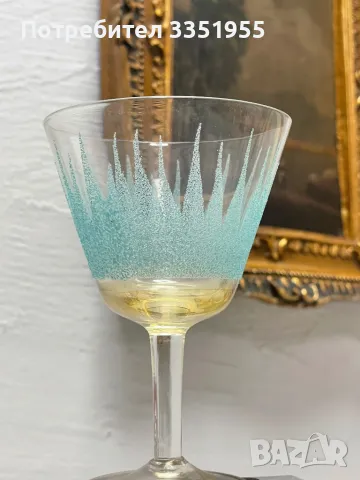 Кана с три чаши от калиев Кристал, снимка 4 - Антикварни и старинни предмети - 49781616