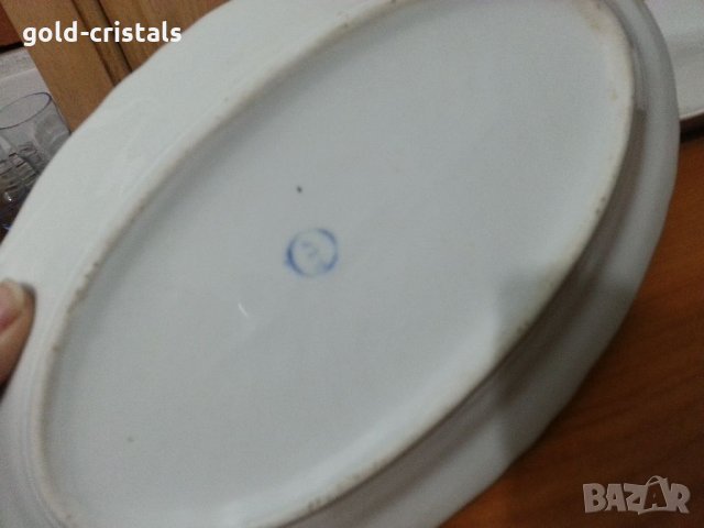 Стар български порцелан плато елипса, снимка 10 - Антикварни и старинни предмети - 35448674