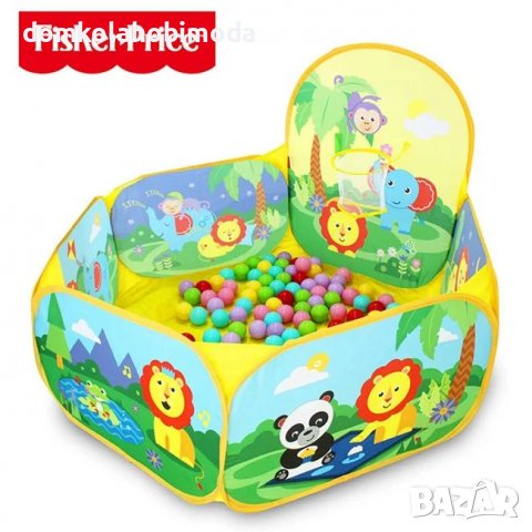 Басейн с топки Fisher Price, 120х41 см. 25 броя топки,Баскетболен кош с височина 48 см,, снимка 3 - Други - 36663230