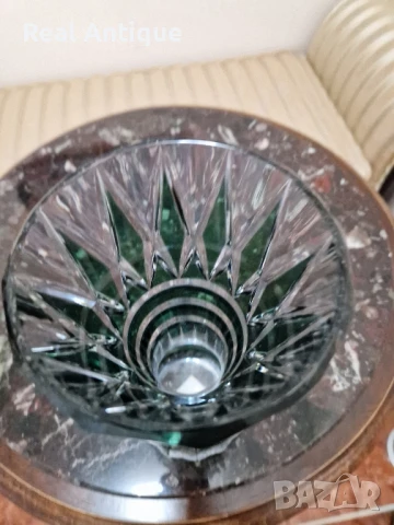 Превъзходна антикварна колекционерска белгийска кристална ваза Val Saint Lambert , снимка 5 - Вази - 51040147