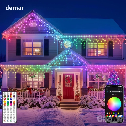 Ollny Smart RGB коледни светлини, 10 м, 286 LED, дистанционно, IP44
