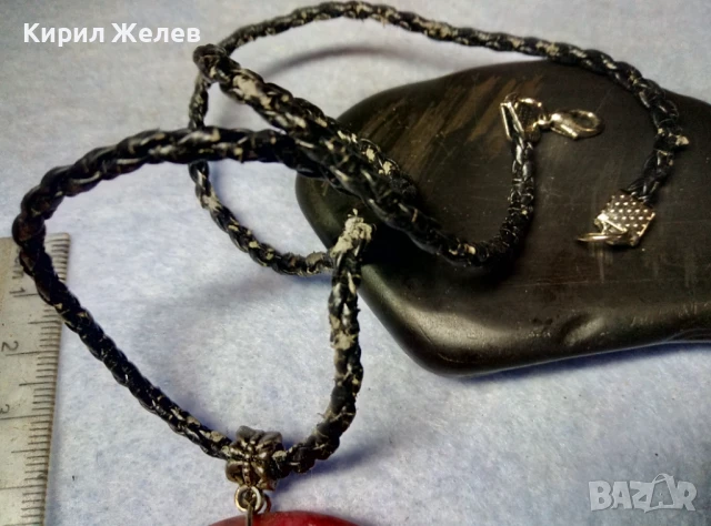 СТИЛЕН АРТ МЕДАЛЬОН от ШЛИФОВАН ЧЕРВЕН ЖАДЕИТ РЪЧНА ЮВЕЛИРНА ИЗРАБОТКА 23694, снимка 10 - Колиета, медальони, синджири - 51255659