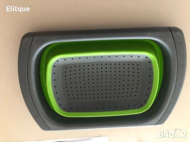 Сгъваема правоъгълна кошница за измиване и изцеждане на плодове и зеленчуци