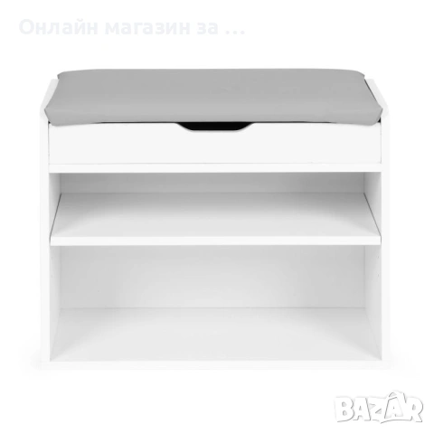 Шкаф за обувки ModernHome със седалка 60 x 43 x 30 см бял, снимка 3 - Шкафове - 53380227