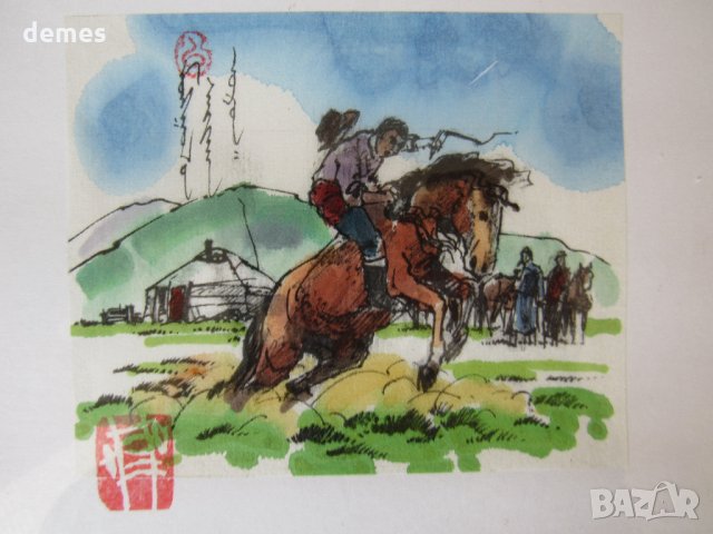  Серия традиционни картини живопис - Монголия - 12-6, снимка 3 - Картини - 32265585