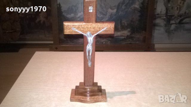 *КРЪСТ-Кръст от дърво и метал на поставка, снимка 6 - Колекции - 27406085