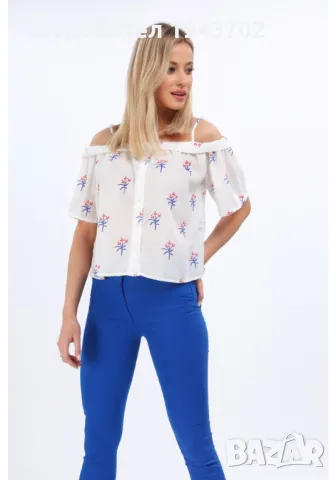 Дамска блуза с голи рамене в цвят крем MP28341, снимка 3 - Корсети, бюстиета, топове - 48118012