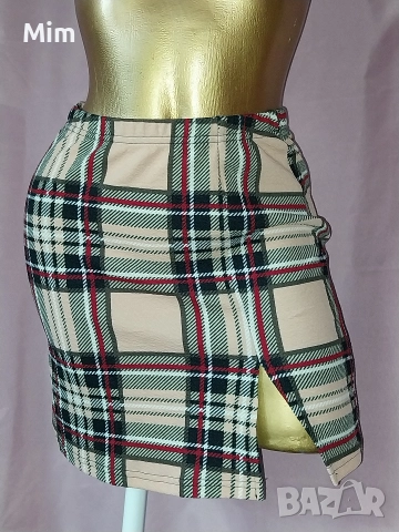 ZARA M Розова прозрачна блуза и пола каре, снимка 5 - Блузи с дълъг ръкав и пуловери - 52820839