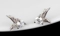 Сребърни Обеци Диамантени криле - 925 печат сребро BA216, снимка 3
