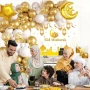 Нова украса Eid Mubarak парти сет балони конфети фолио луна/звезда фон банер, снимка 6