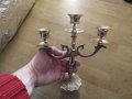 Красив Свещник, Стар бронзов свещник  троен свещник с 3 свещи свещ бронз бронзов, снимка 2