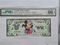SCARCE. USA.BLOCK A-A ONE DISNEY DOLLAR 2000 год. PMG 66, снимка 1