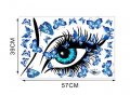синьо око поглед с пеперуди нежен стикер лепенка декор за стена спалня стая гардероб самозалепващ, снимка 2