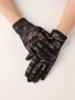 Стилни фини ръкавици с еластична черна дантела, снимка 1 - Ръкавици - 40223739
