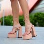 Сандали на ток - пудра кожа - FM25, снимка 1