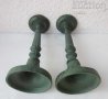  2 бр стари метални свещници, свещник, патина, свещници лофт, тамянник, антика , снимка 1
