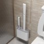 Четка за тоалетна чиния от силикон в комплект с ПВЦ четка и поставка за стена или под, снимка 1 - Мопове, кофи, четки и метли - 44002482
