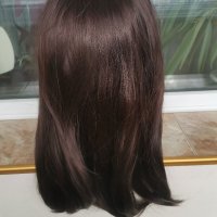 Нова средна дължина тъмно кестенява перука с бретон - 45 см - мод.94, снимка 8 - Аксесоари за коса - 23020615