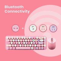 Perixx PERIDUO-802PK Bluetooth мини клавиатура и мишка - розово, снимка 4 - Клавиатури и мишки - 44116128