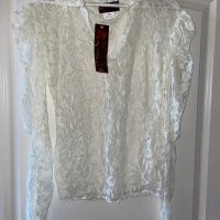 Нова с етикета класическа дантелена елегантна бяла еластична блуза , снимка 3 - Блузи с дълъг ръкав и пуловери - 40142185