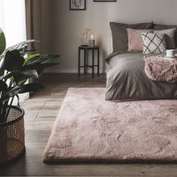 Kилим изкуствен заек , модерен килим с косъм , розов килим , сив килим, снимка 4 - Килими - 36358565