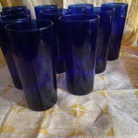 Винтидж кобалтово синьо стъкло чаши, снимка 3 - Чаши - 44855443