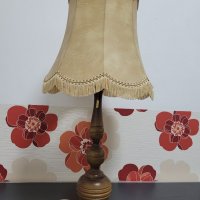  НАМАЛЕНА Настолна лампа с шапка от естествена кожа , снимка 7 - Настолни лампи - 39355658