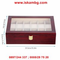 Дървена кутия за съхранение на 12 часовника , снимка 2 - Подаръци за мъже - 28397542