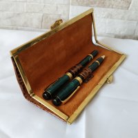 Комплект луксозни химикалки от соц-а с кожен калъф, снимка 4 - Антикварни и старинни предмети - 35141509