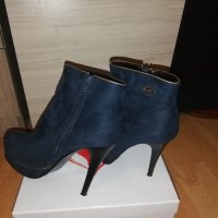Дамски велурени боти, снимка 4 - Дамски обувки на ток - 34902685